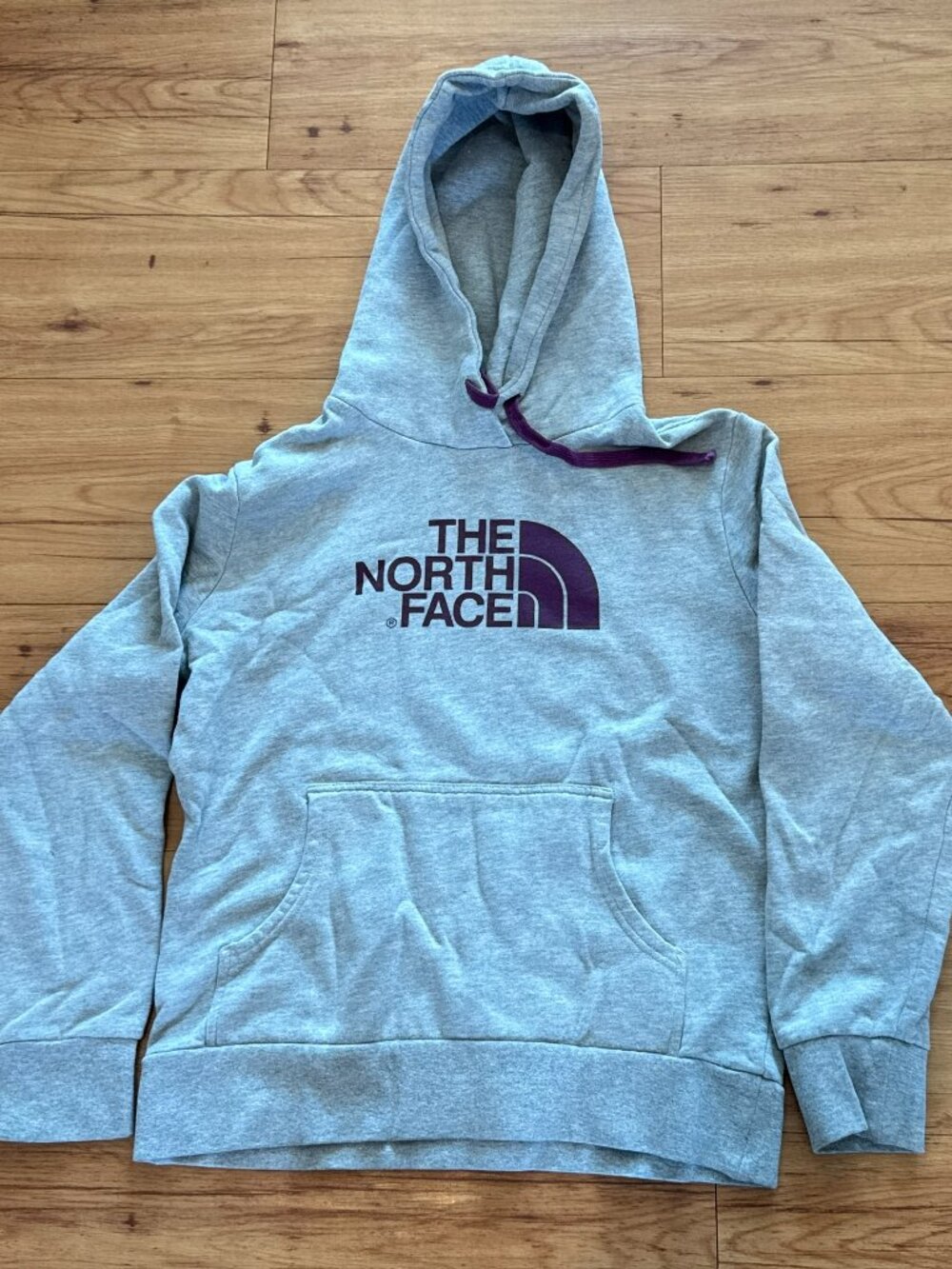 North Face Hoodie Sweatshirt Pullover Womens Medium Grey Purple